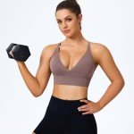 Bluelily Adjustable Deep V Neck Padded Sports Bra