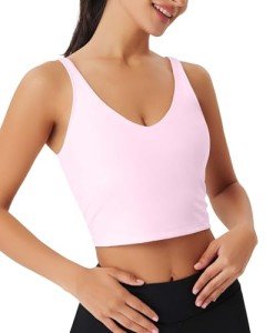 Soft Pink Wireless Crop Top Sports Bra for Women