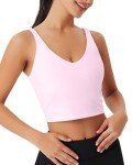 Soft Pink Wireless Crop Top Sports Bra for Women