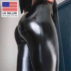 High Waist Stretchy Faux Leather Leggings for Women