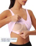 Soft Pink Wireless Crop Top Sports Bra for Women