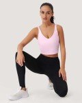 Soft Pink Wireless Crop Top Sports Bra for Women
