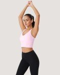 Soft Pink Wireless Crop Top Sports Bra for Women
