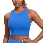 Sparkle Blue High Neck Longline Sports Bra for Women