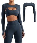 Navy Long Sleeve Crop Top Shrug for Women