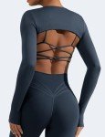 Navy Long Sleeve Crop Top Shrug for Women