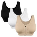 Women's Wireless Zip Front Sports Bra