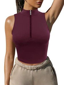 Burgundy Cropped Athletic Tank Top for Women