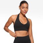 INGIA Women's Black Longline Sports Bra Crop Top