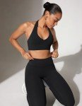 INGIA Women's Black Longline Sports Bra Crop Top