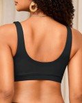 Scoop Neck Women's Swim Bra Top - Black