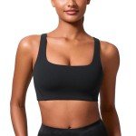 Wireless V-Neck Yoga Bra for Women - Black