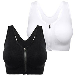 Floral Zip Front Sports Bra for Women