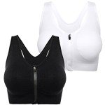 Floral Zip Front Sports Bra for Women