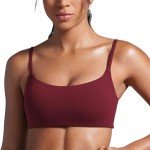 Spaghetti Strap Wireless Workout Bra in Red Merlot