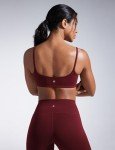 Spaghetti Strap Wireless Workout Bra in Red Merlot