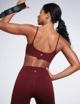 Spaghetti Strap Wireless Workout Bra in Red Merlot