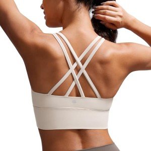 Strappy Longline Sports Bra - Medium Impact Mojave Tan