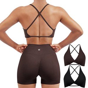 SUUKSESS Women's 2-Piece Strappy Sports Bra Set