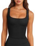 LASLULU Women's Ribbed U-Back Sports Bra - Black