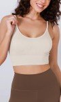 ODODOS Women's Ribbed Seamless Yoga Bra - Ivory
