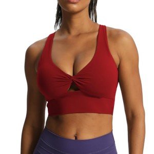 Aoxjox Women's Twist Front Sports Bra - Rumba Red