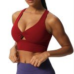 Aoxjox Women's Twist Front Sports Bra - Rumba Red