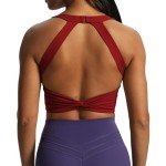 Aoxjox Women's Twist Front Sports Bra - Rumba Red
