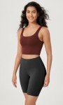Seamless Square Neck Sports Bra in Red Pear