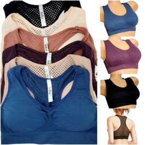 Seamless Mesh Racerback Sports Bra Lot S-XL