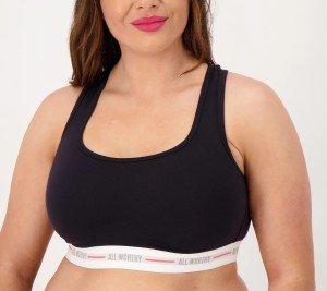 Black Cotton Racerback Lounge Bra - Small