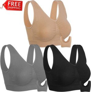 3 Pack Wirefree Padded Sports Bras for Women