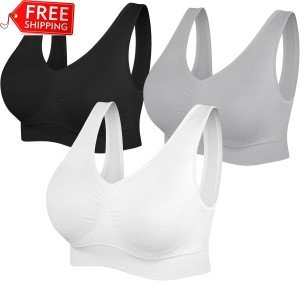 Seamless Stretchy Sports Bras for Women - 3 Pack