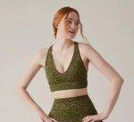 Athleta Nina Animal Print Sports Bra - Olive Black