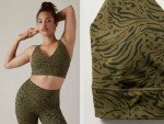Athleta Nina Animal Print Sports Bra - Olive Black