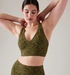 Athleta Nina Animal Print Sports Bra - Olive Black