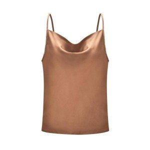 Adjustable Satin Cami Crop Top with Spaghetti Straps