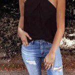 Halter Neck Sleeveless Women’s Tank Top Blouse