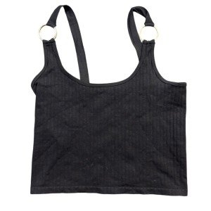 Bella Black Ribbed Cropped Tank Top for Women