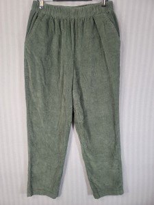 Green Velour Pull-On Pants with Pockets for Women