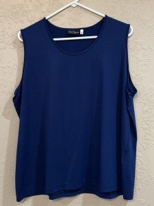 Blue Sleeveless Knit Tank Top for Women, XL