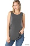 Zenana Sleeveless Side Slit Knit Tank Top