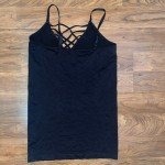 Strappy Scoop Neck Tank Top in Black
