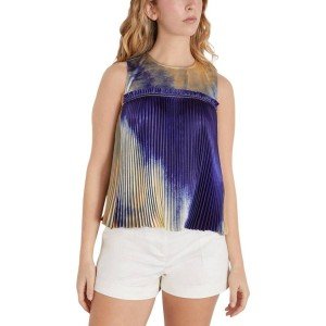 Ulla Johnson Watercolor Pleated Top in Mirage