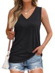 Black V-Neck Sleeveless Casual Tank Top for Women