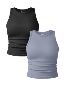 OQQ Women's 2-Piece Sleeveless Yoga Crop Tops