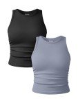 OQQ Women's 2-Piece Sleeveless Yoga Crop Tops