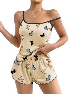 Ekouaer Women's Cute Print Cami Pajama Set