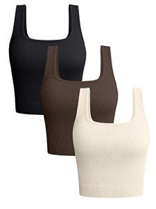 Women's 3-Piece Ribbed Yoga Crop Top Set