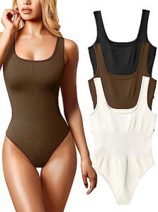 OQQ Women's 3 Piece Ribbed Bodysuit Set
